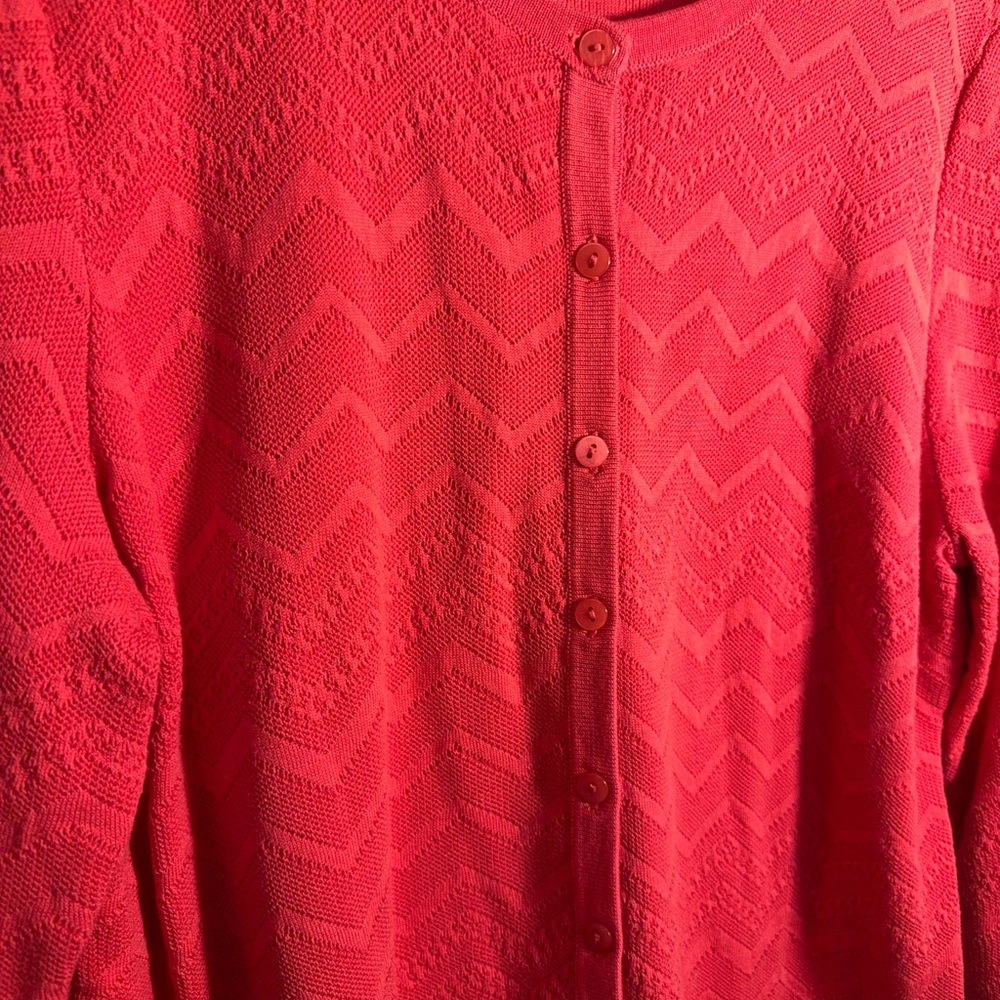 Talbots Women's Pink Chevron lightweight Cardigan‎ - Picture 2 of 7